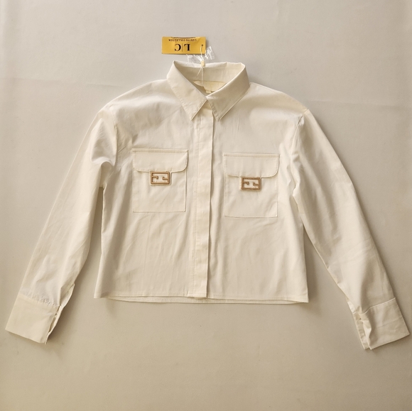 Lizette Collection White hidden Button-down Longsleeve Shirt - Picture 2 of 12